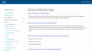 dCloud Mobile App | FAQ topics | Help V2 | Cisco dCloud