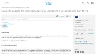 Unable to Login to the Cisco DCM GUI after Upgrade to a Version ...