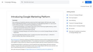 Introducing Google Marketing Platform - Campaign Manager Help