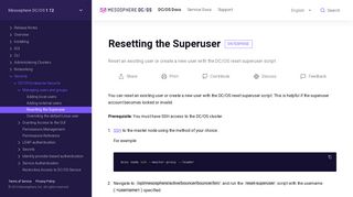 Resetting the Superuser - Mesosphere DC/OS Documentation