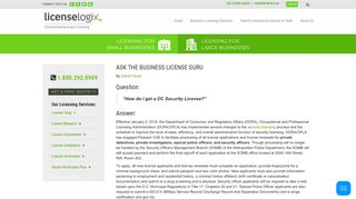 Security License for District of Columbia - LicenseLogix