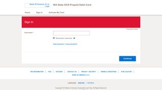 WA State DCS Prepaid Debit Card - Sign In