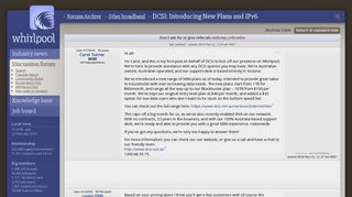 DCSI: Introducing New Plans and IPv6 - Other broadband - Whirlpool ...