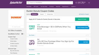 Dunkin Donuts Coupons, Promo Code Discounts 2019 - RetailMeNot