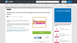 Dunkin Donuts - Free drink for DD Perks Registration (and free one on ...