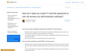 How do I reset my router if I lost the password or can not access my ...
