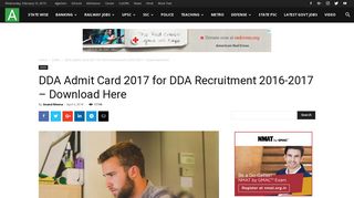 DDA Admit Card 2017 for DDA Recruitment 2016-2017 - Download ...
