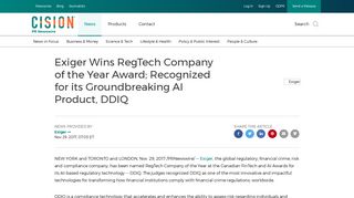 Exiger Wins RegTech Company of the Year Award; Recognized for its ...