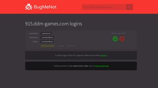 915.ddm-games.com passwords - BugMeNot