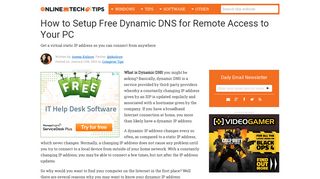 How to Setup Free Dynamic DNS for Remote Access to Your PC