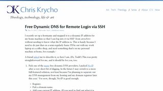 Free Dynamic DNS for Remote Login via SSH · Chris Krycho