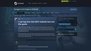 I can log into the DDO website but not the game :: Dungeons ...