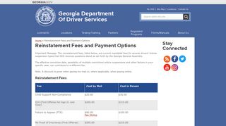 Reinstatement Fees and Payment Options | Georgia Department Of ...