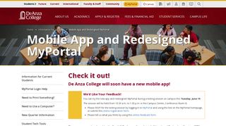Mobile App and MyPortal - De Anza
