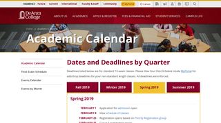 Academic Calendar - De Anza