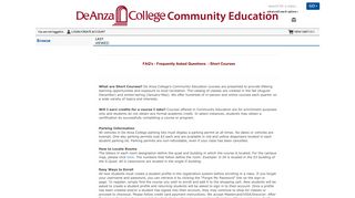 Frequently Asked Questions - De Anza College - Community Education