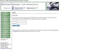 Beth Israel Deaconess Care Organization - Login for restricted pages.