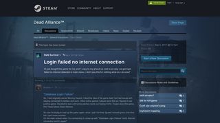 Login failed no internet connection :: Dead Alliance™ General ...