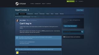 Can't log in :: Dead Frontier 2 General Discussion - Steam Community