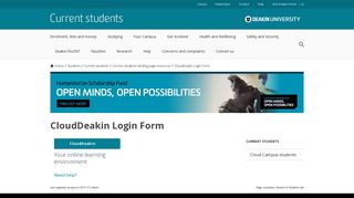 CloudDeakin Login Form - Deakin University
