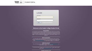 Log in to the student portal - Deakin College Portal System