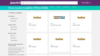 Penny Auction Coupon Codes & Promo Code Discounts, RetailMeNot