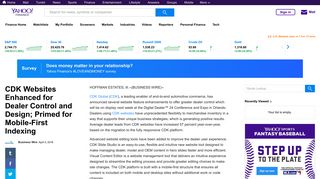 CDK Websites Enhanced for Dealer Control and ... - Yahoo Finance