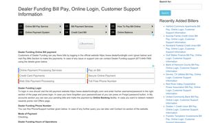 Dealer Funding Bill Pay, Online Login, Customer Support Information