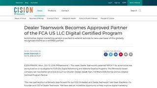 Dealer Teamwork Becomes Approved Partner of the FCA US LLC ...