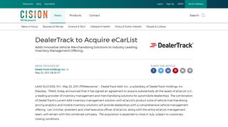DealerTrack to Acquire eCarList - PR Newswire
