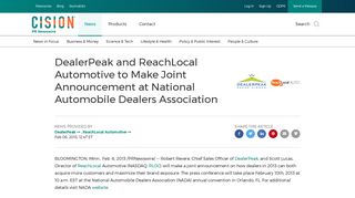 DealerPeak and ReachLocal Automotive to Make Joint ... - PR Newswire