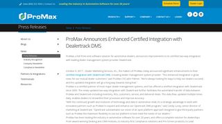 ProMax Announces Enhanced Certified Integration with Dealertrack