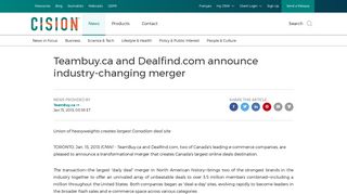 Teambuy.ca and Dealfind.com announce industry-changing merger