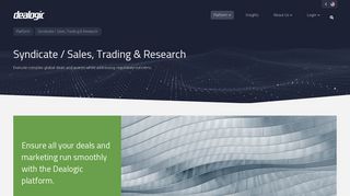 The Dealogic Platform - Syndicate and Sales, Trading & Research