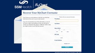 MyChart - Login Recovery Page - Dean MyChart