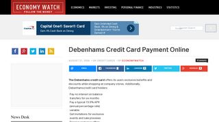 Debenhams Credit Card Payment Online | Economy Watch