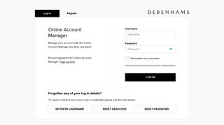 Log In - Online Account Manager | Debenhams