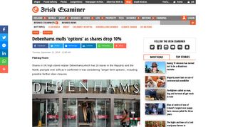 Debenhams mulls 'options' as shares drop 10% | Irish Examiner