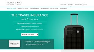 Travel Insurance that treats you | Debenhams Personal Finance