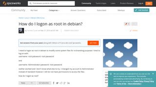 [SOLVED] How do I logon as root in debian? - Spiceworks Community