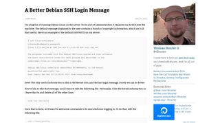 A Better Debian SSH Login Message - Thomas Hunter II