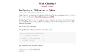 Configuring an SSH banner on Debian — Nick Charlton