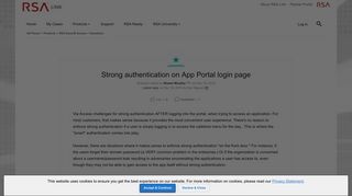 Strong authentication on App Portal login page | RSA Link