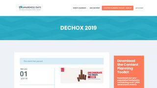 Dechox 2019 - National Awareness Days Events Calendar 2018 ...