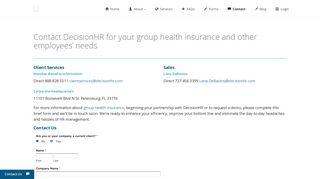 Contact DecisionHR for your group health insurance and other ...