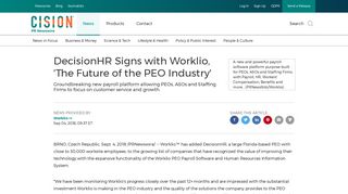 DecisionHR Signs with Worklio, 'The Future of the PEO Industry'