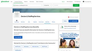 Decton Li Staffing Services Employee Benefits and Perks | Glassdoor