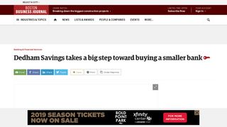 Dedham Savings takes a big step toward buying a smaller bank ...