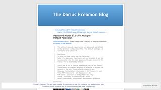 Dedicated Micros BX2 DVR Multiple Default Passwords | The Darius ...
