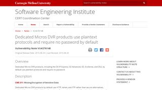 VU#276148 - Dedicated Micros DVR products use plaintext protocols ...